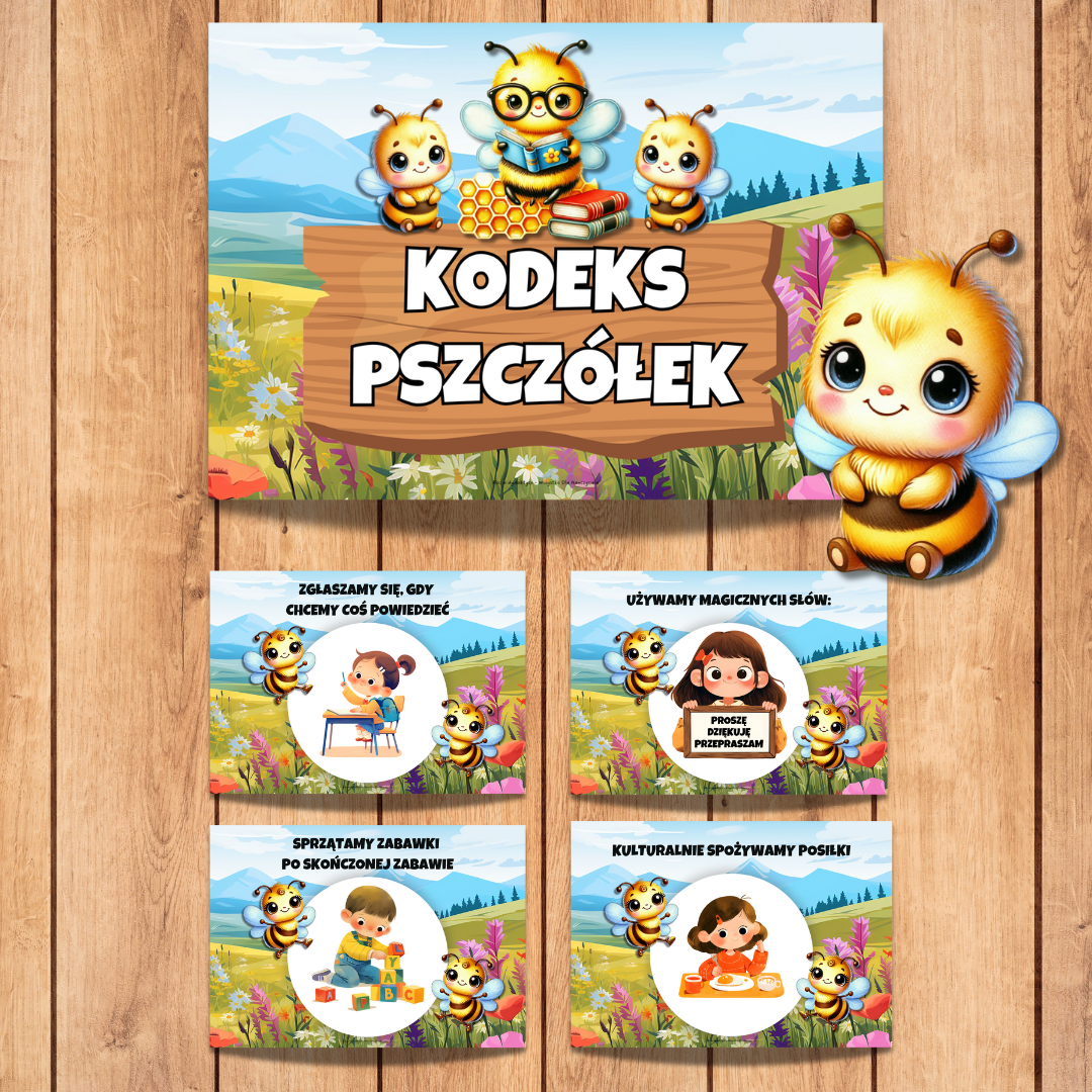 Kodeks grupowy Pszczółki, kodeks pszczółki, kodeks przedszkolaka pszczółki, grupa pszczółki, pakiet startowy grupa pszczółki