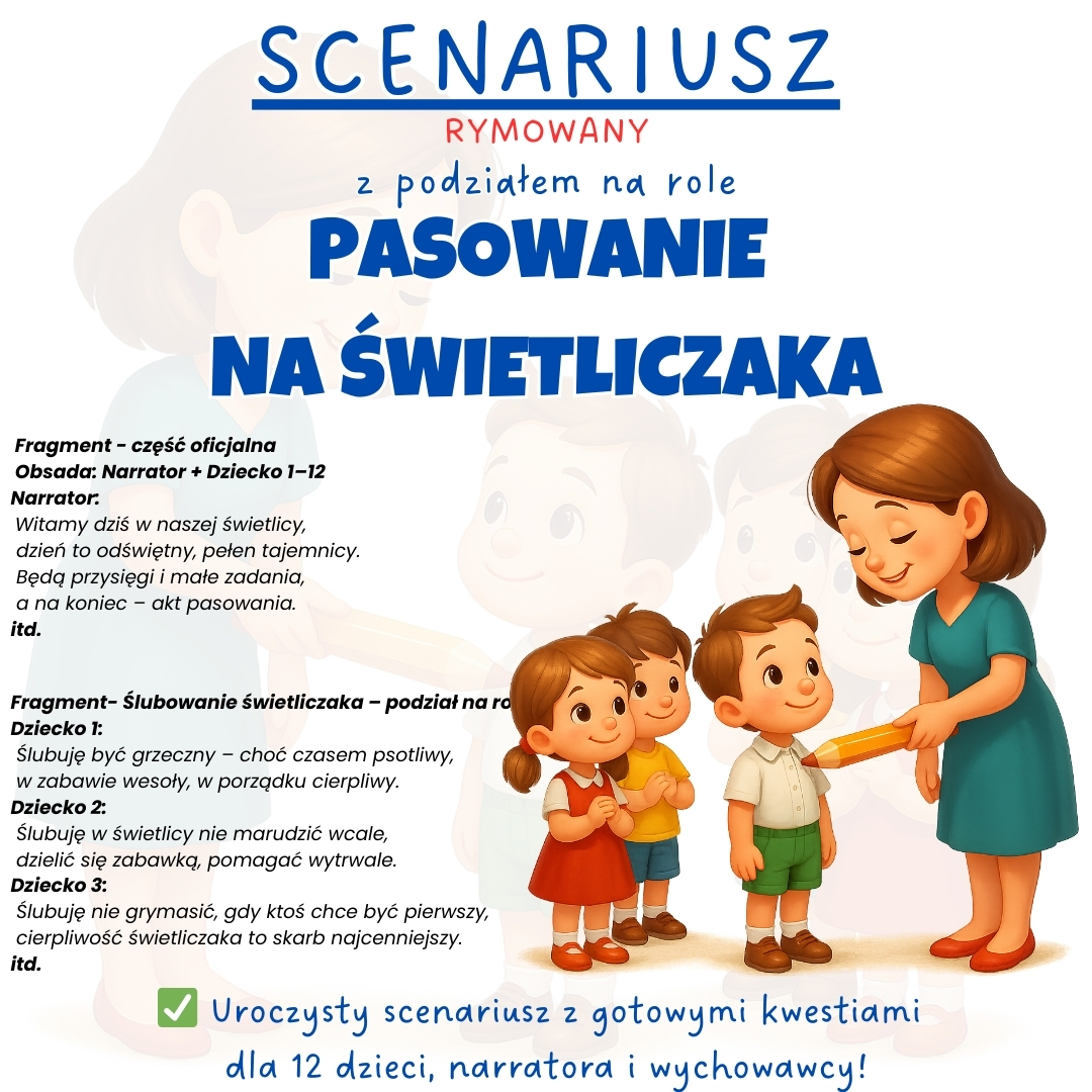 scenariusz pasowanie na świetliczaka, rymowany scenariusz pasowanie w świetlicy