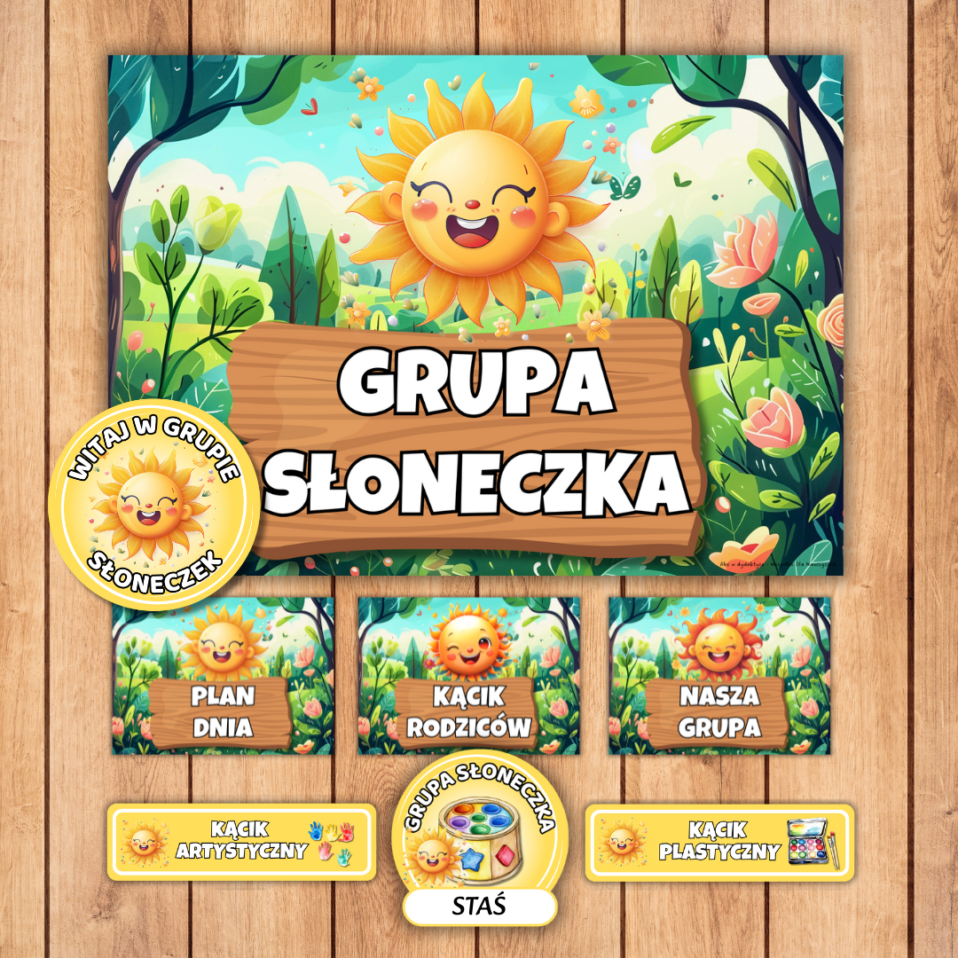 grupa słoneczka, grupa słoneczka przedszkole, grupa słoneczka napis do druku, grupa przedszkolna słoneczka, pakiet grupa słoneczka, kodeks grupowy słoneczka